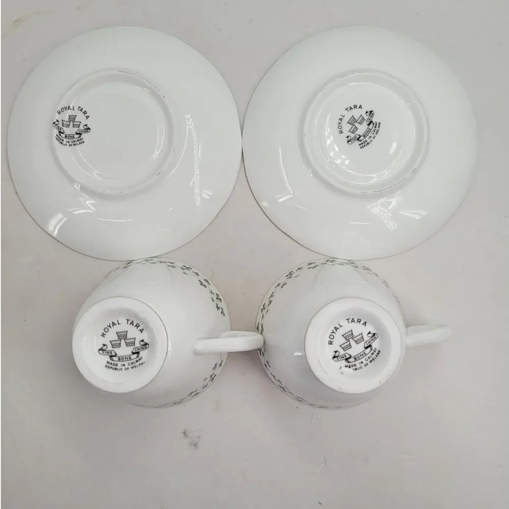 Royal Tara Shamrock Teacup and‎ Saucer Fine Bone China Irish Teatime 1-2 cottage